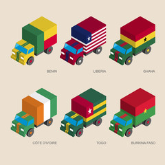 Set of isometric 3d cargo