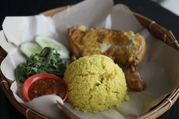 Fried Chicken Rice, Among the most popular food in Borneo. Local calll Nasi 