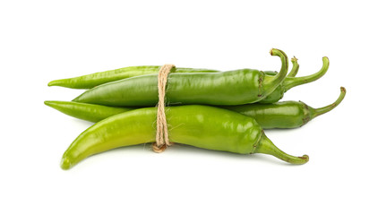 Bunch of jalapeno hot chili peppers on white
