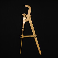 Letter A. Alphabet made of golden repair tools