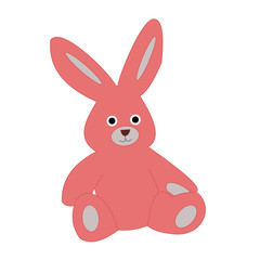 Isolated on white. Easter Bunny. Pink Rabbit. Element decor of the Easter greeting card