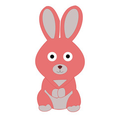 Easter Bunny. Pink Rabbit. Isolated on white. Element decor of the Easter greeting card