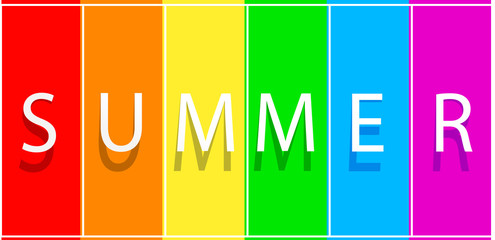 Summer big sale banner on spectrum colorfull background. Vector template design