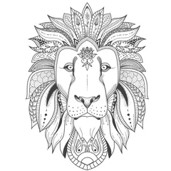 Printed roller blinds Mandala  illustration of lion with tribal mandala patterns. Use for print, t-shirts.