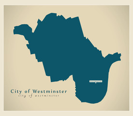 Modern Map - City of Westminster borough Greater London UK England