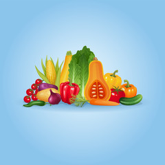 Fresh vegetables. Healthy and organic vector illustration background.
