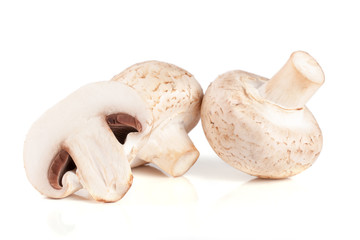 Fresh champignon mushrooms isolated on white background