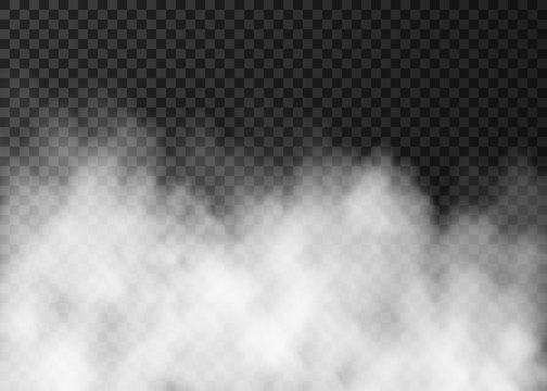 White fog or smoke  isolated on dark transparent background.