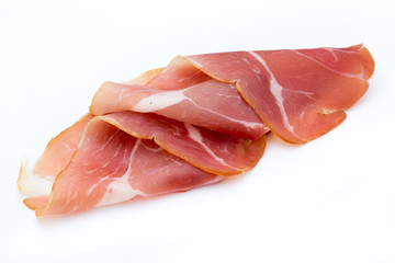 Pork ham slices isolated on white background.