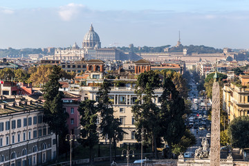 Fototapeta na wymiar Rome, Italy. View of the city from the Piazza del Popolo