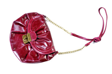 Modern bright Crimson woman's handbag isolated on white