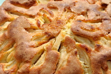 Top view of an apple pie homemade