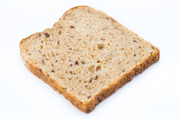 Slices of rye bread isolated on white background.