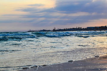 Seashore in the evening at sunset. Cyprus. Ayia Napa
