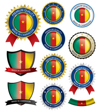 Made in Cameroon Seal, Cameroon Flag (Vector Art)