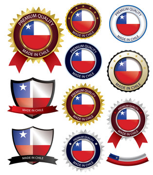Made in Chile Seal, Chilean Flag (Vector Art)