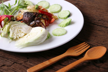 spicy papaya salad with crab, food Thai national food concept of hot asian food