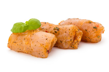 Chiken meat rolls isolated on the white background.