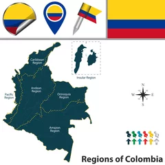 Fototapeten Map of Colombia with Natural Regions © sateda