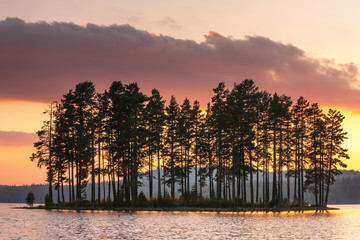 Island in the middle of a lake