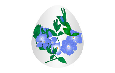 Easter egg with a pattern of blue wildflowers