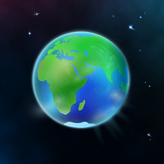 Vector Planet Earth on Dark Background.