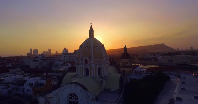 Cartagena Colombia Sunrise Aerial City