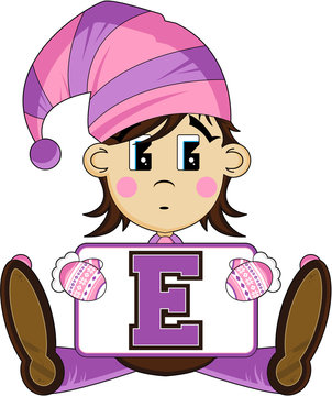E is for Elf Alphabet Learning Illustration