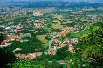 High point view from the castle of San Marino, Italy
