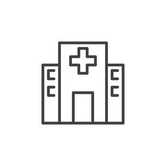 Hospital building line icon, outline vector sign, linear style pictogram isolated on white. Symbol, logo illustration. Editable stroke. Pixel perfect