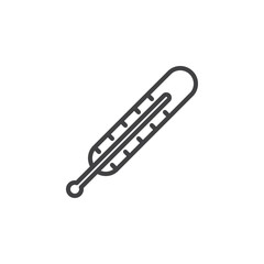 Medical thermometer line icon, outline vector sign, linear style pictogram isolated on white. Symbol, logo illustration. Editable stroke. Pixel perfect