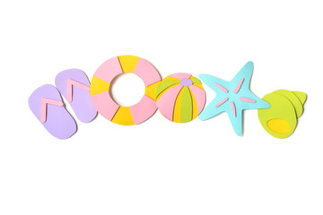 Summer element paper cut on white background - isolated