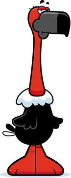 cartoon vulture standing, red, black, white clip art preview