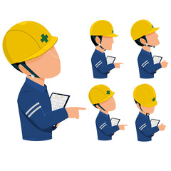 inspector are patrolling  construction site or factory
