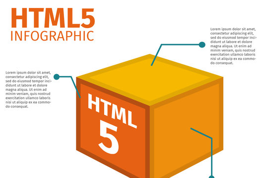 Orange Yellow 3D HTML5 Technology Infographic Template