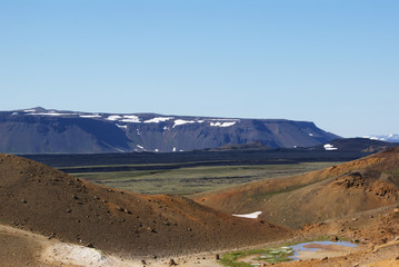 Red volcanic landscapes in iceland