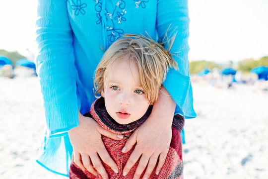 Mother holding son