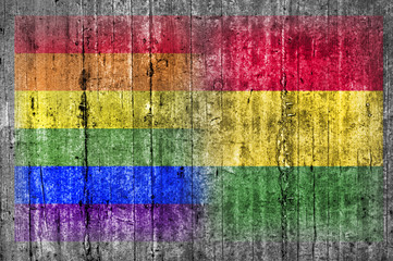 LGBT and Bolivia flag on concrete wall