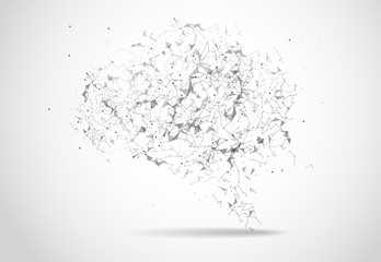 The brain is composed of points, lines and triangles. The polygon shape Vector Illustration