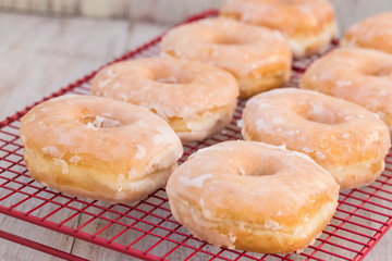 Obraz na płótnie Canvas Tasty Breakfast Donuts In A Row