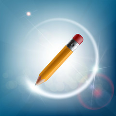 Pencil draws a light ring. Art and creativity.