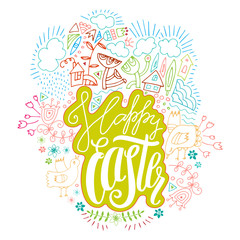 Happy  Easter colored fun background 