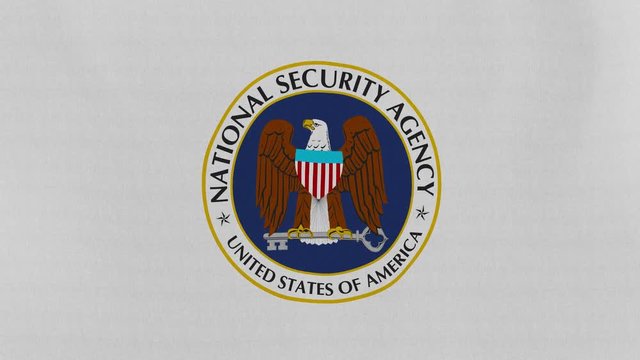 Loopable: Waving flag with logo of National Security Agency of the United States.