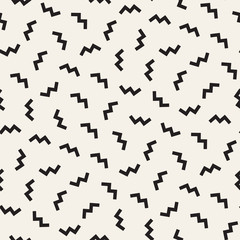 Trendy Texture With Scattered Geometric Shapes. Vector Seamless Pattern.