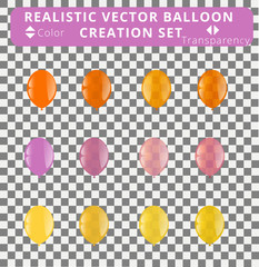 Vector 3d balloon creation set. Change color and transparency of layers and make your new balloons