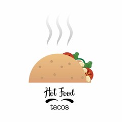 hot tacos / hot food on white background, vector illustration