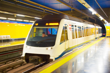 Madrid metro train station. Spain