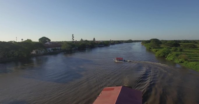 Aerial Mompox Colombia Aerial River Colonial Town