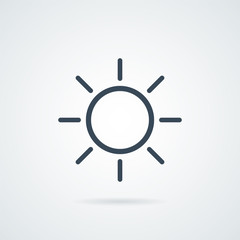 Flat sun Icon. Summer pictogram. Sunlight symbol.