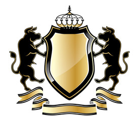 Royal Crest Coat Arms Heraldry Shield Symbol Silhouette Power Logo - 143443394